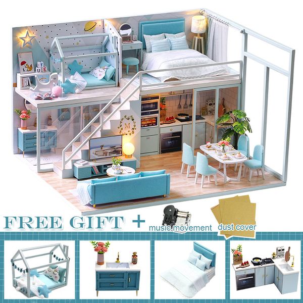 

cutebee diy dollhouse wooden doll houses miniature doll house furniture kit casa music led toys for children birthday gift l28