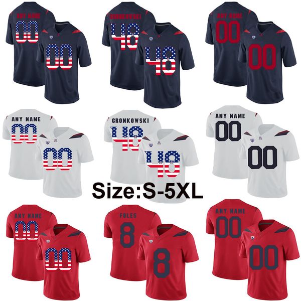 

custom big sizes arizona wildcats college football jersey rob gronkowski nick foles scooby wright customize usa flag fashion ncaa jerseys, Black
