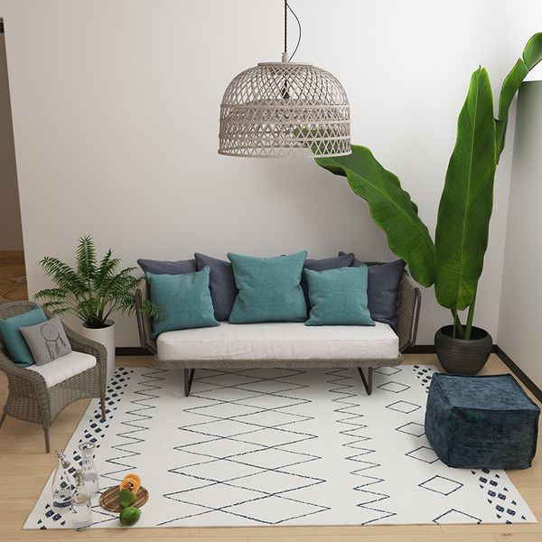 

morocco style beige white no hair geometric rug big size 140*200cm living room printed carpet nordic decoration mat sales