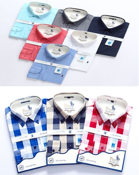 

Мужская рубашка из чистого хлопка Slim Fit Мода с длинным рукавом повседневные делов