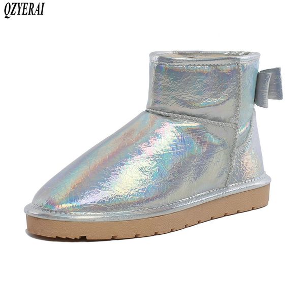 

qzyerai waterproof genuine leather fur winter boots warm wool women boots classic snow women shoes lady ankle shoes, Black