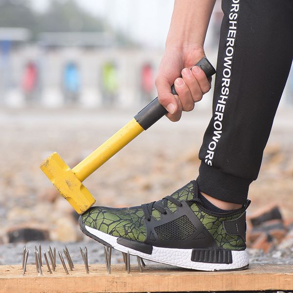 

2019 summer hiking shoes men women steel toe puncture-proof safety work shoes outdoor sneakers male breathable mesh boots
