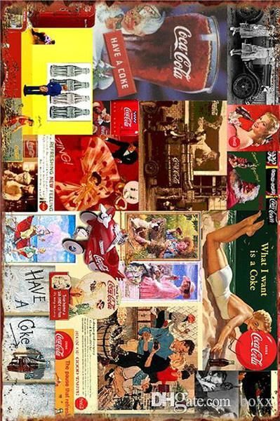 

europe tin sign cola beautiful girl metal poster plaque bar decor shabby chic metal sign wall art metal plate 20*30cm ing