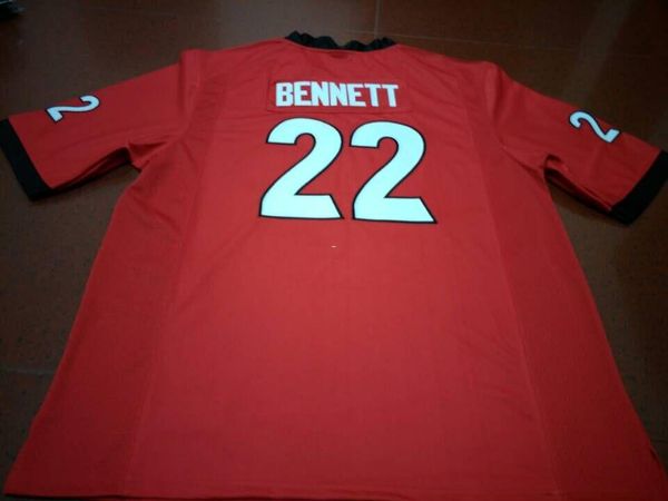 

men #22 bennett georgia bulldogs size s-4xl red black white college jersey or custom any name or number jersey, Black;red