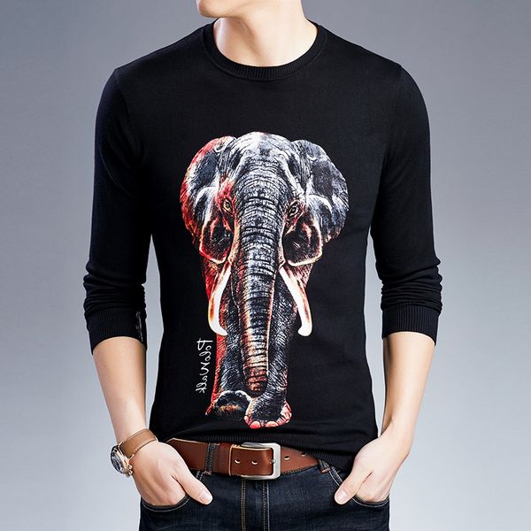 

sueter slim fit pull homme animal printed sweater mens chompas hombre 2020 spring fashion pullover erkek kazak, White;black
