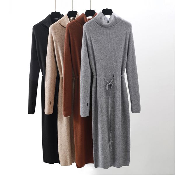 

womens clothes sweater dress hole autumn short sleeve winter women long robe knitted sweaters drawstring dress femme lace loose dress, Black;gray