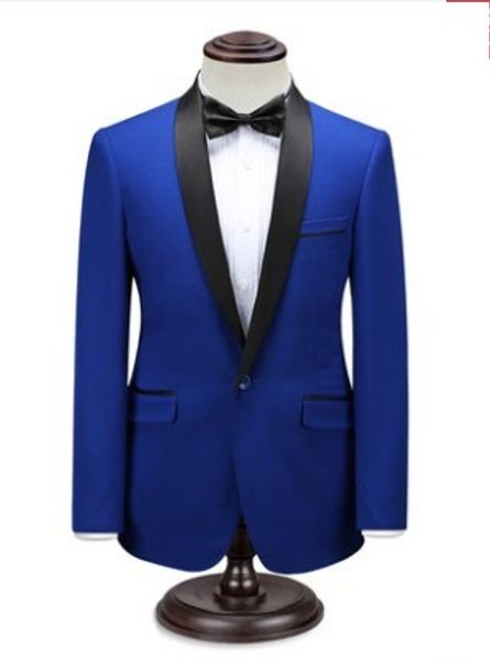 Yepyeni Tek Düğme Kraliyet Mavi Damat Smokin Şal Yaka Erkekler Düğün Takım Elbise / Balo / Akşam Yemeği En İyi Adam Blazer (Ceket + Pantolon + Kravat) W319