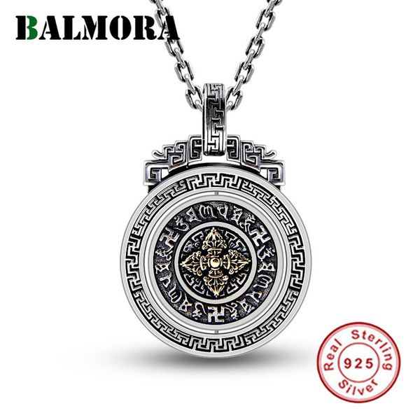 

balmora 925 sterling silver buddhism six words' sutra vajra rotatable pendants for women men jewelry without a chain