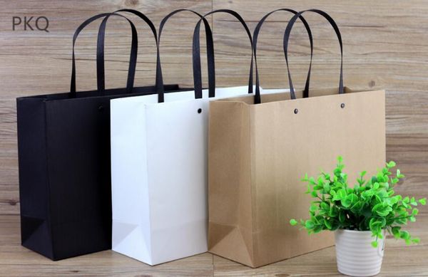 

20pcs 25*9*17cm thick white/black/kraft paper bag large cardboard paper shopping bags with string custom logo printed(300pcs