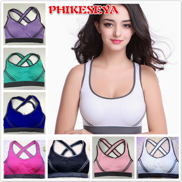 

phikeseya 8 colours sport bra for women gym running yoga sport bra set girl underwear women fitness, White;black