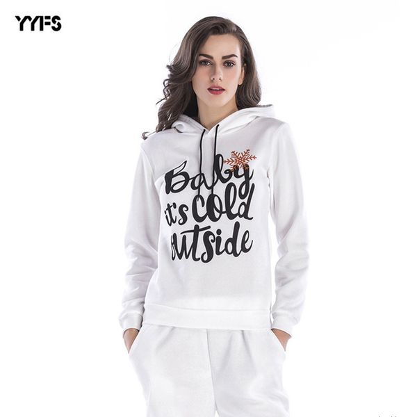 

женская дизайнерская рождественская снежинка письмо печати с длинным рукавом с капюшоном свитер свободные повседневная рубашка womenh, Black;brown