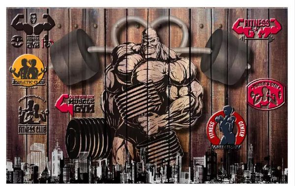 

customized 3d stereo sports gym p wall paper mural retro vintage gym background wallpaper for walls 3d