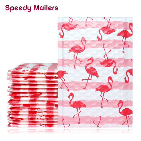 

speedy mailers 10pcs 4x7inch 120x180mm creative pink flamingo design poly bubble mailers shipping envelopes boutique custom bags
