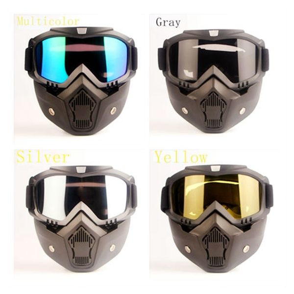 

detachable motorcycle tactical face goggles mask moto wind dust proof racing cycling helmet protective goggles open face mask, Black