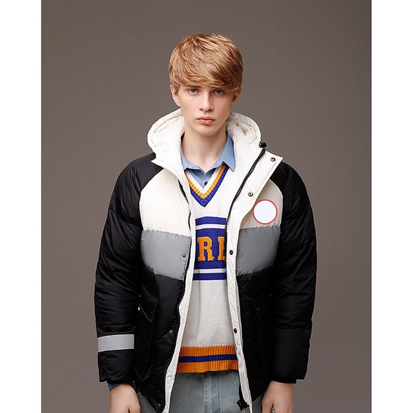 

mens designer winter jackets 19fw new canada duck down jacket goose warm luxury men parka stitching fashion brand coat women, Black