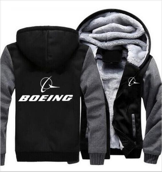 

men's fall winter pilot boeing hoodie jacket boeing airbus hoodie sports zipper thicken camouflage jacket (can be customized, Black
