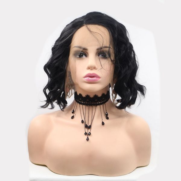 

hairstyles black color short curly hair wigs synthetic hair high temperature fiber for black womennt synthetic wig