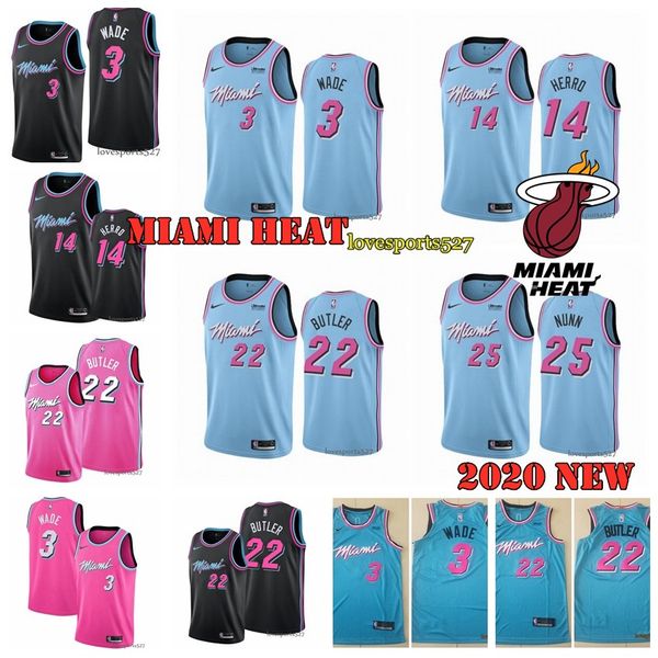 

miami heat ncaa dwyane 3 wade mens basketball jimmy 22 butler goran 7 dragic 14 tyler herro hassan 21 2019 20 jersey, Black;red