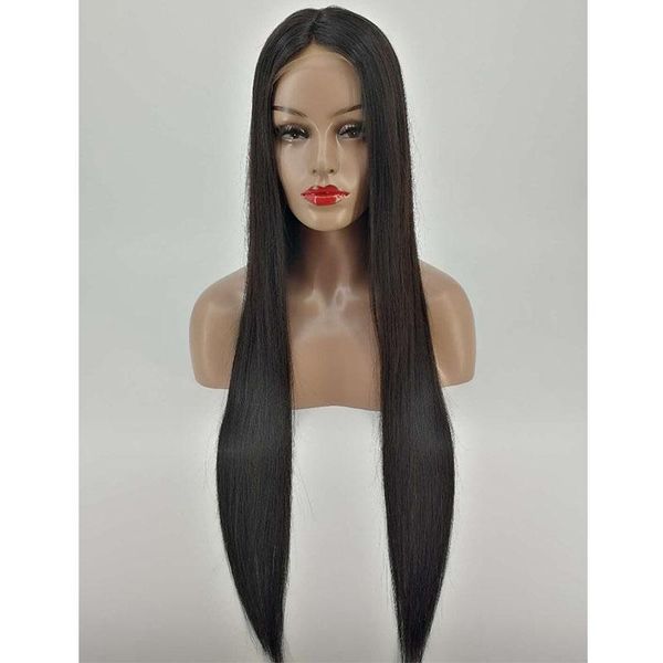 

long straight brazilian remy human hair pre plucked lace front wig with baby hair for black women color