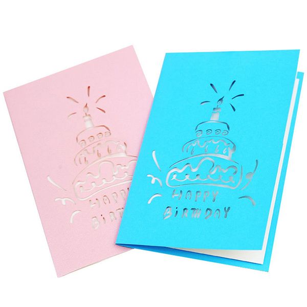 

creative 3d handmade happy birthday greeting cards hollow out birthday cake card for friend company employee customer party supplies