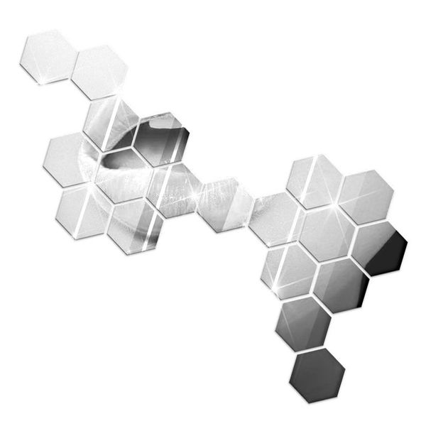 

hexagon acrylic wall sticker 12pcs removable mirror plane decals wall decoration