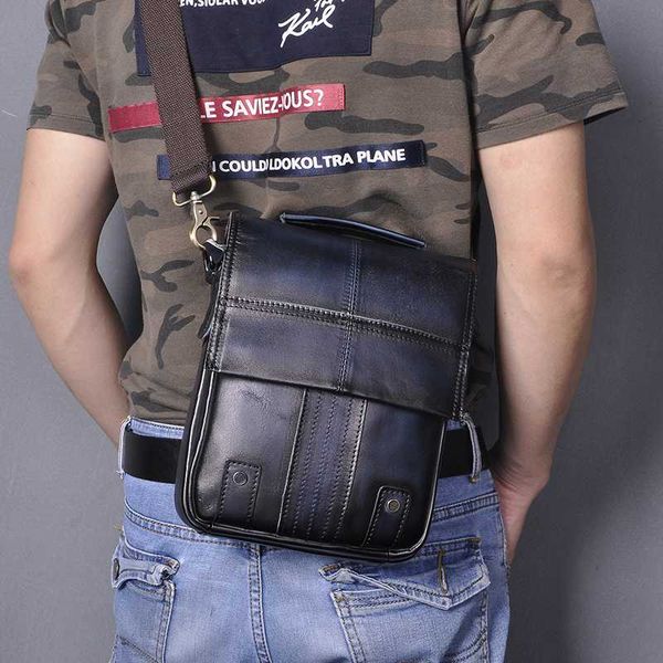 

quality real leather male fashion casual tote messenger mochila bag design satchel crossbody shoulder bag 8" tablet men 152