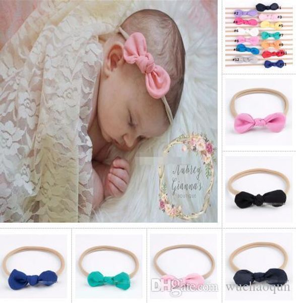 

новорожденный ободки банни уха упругие оголовье дети аксессуары для волос детские симпатичные hairbands для девочек нейлон лук головных убор, Slivery;white