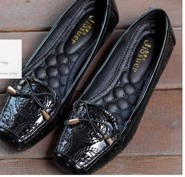 

2019 bowknot women's shoes in spring and autumn with new style flat bottom square head shallow mouth@87, Black