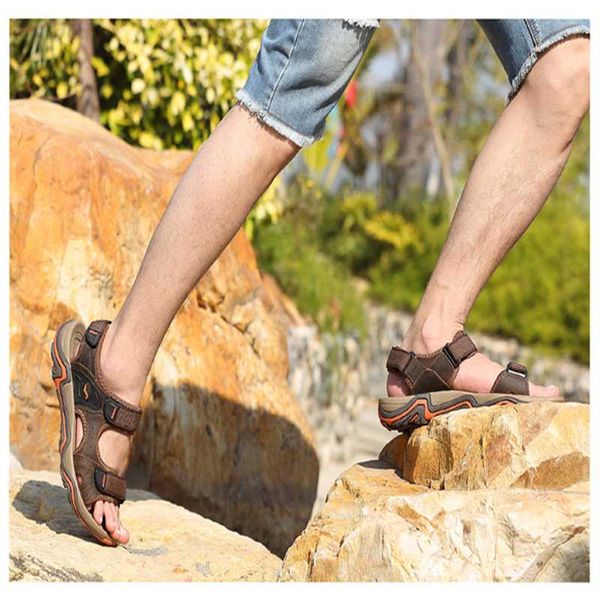

summer outdoor shoes men wading shoes leather sandals and slippers upstream