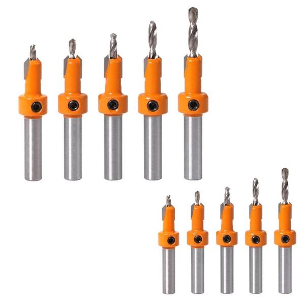 

5pcs set 2.8/3/3.2/3.5/4 mm*8mm woodworking countersunk drill cone drill adjustable counterbore bit set