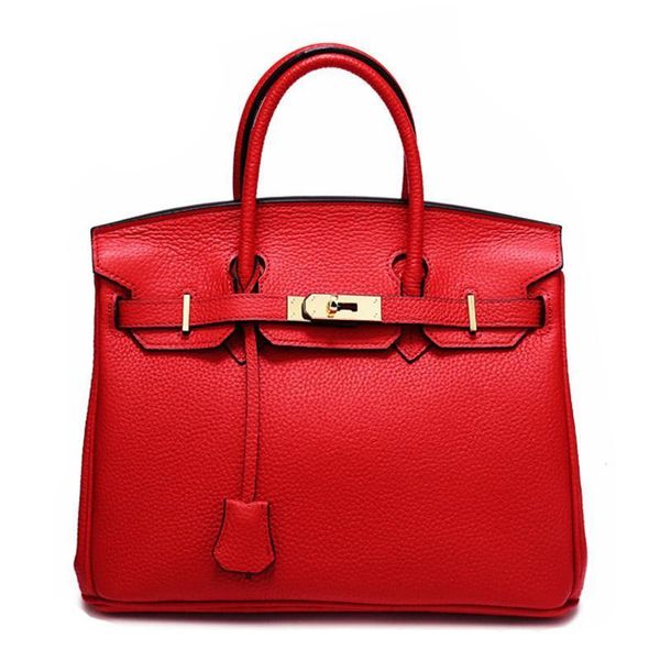 

2020 european and american new genuine leather women's bag head layer cowhide fashion lychee pattern platinum bag ladies handbag should