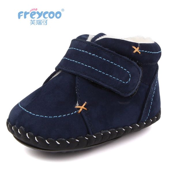 

freycoo 2018 kids shoes winter newborn baby toddler girls boys red black cowskin shoes genuine leather cotton-padded