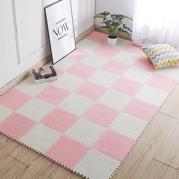 

1 шт. 30x30 см ева пены diy головоломки playmat длинные волосы villi мохнатый ковер коврик плюшевые дети детские мягкий коврик для гостиной