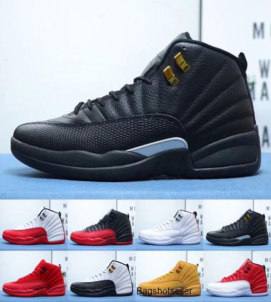 

jumpman xii gym red vachetta tan navy michigan sports basketball shoes mens trainers 12s suede sneakers, Black