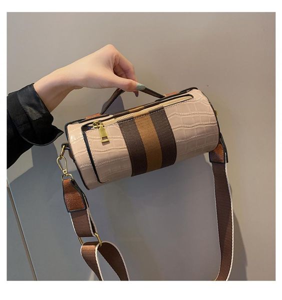 

stone pattern barrel crossbody bags for women alligator shoulder bags casual solid women messenger bag designer ladies tote bag