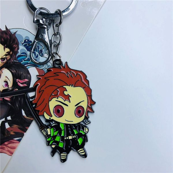 

anime demon slayer kimetsu no yaiba key chain women and men cute anime cartoon kids key ring gift periphery accessories, Silver