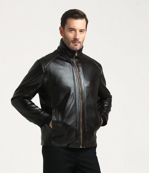 

for middle-aged and elderly people in autumn and winter, suede high-quality pu outerwear are men's winter leather coats, Black