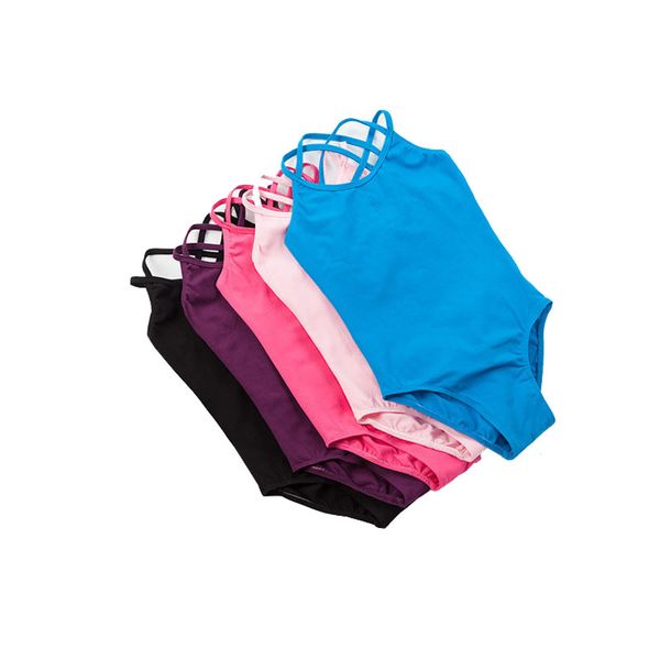 

double strap camisole girls leotard for ballet dance gymnastics child sleeveless ballet bodysuit dancewear pink black rose blue, Black;red