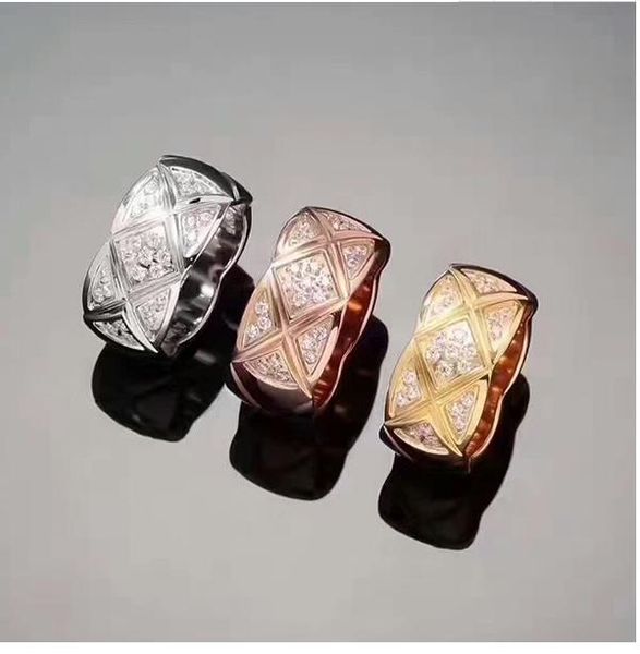 

Дизайнер золотые кольца с логотипом для женщин Luxury C Марка медь 9 мм band версия ромб