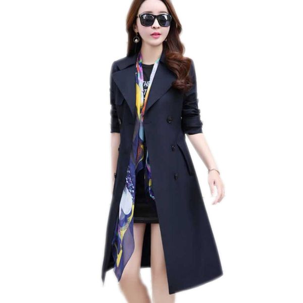 

women's trench coats 2021 windbreaker women casual solid color double breasted outwear sashes office coat chic epaulet design long g375, Tan;black
