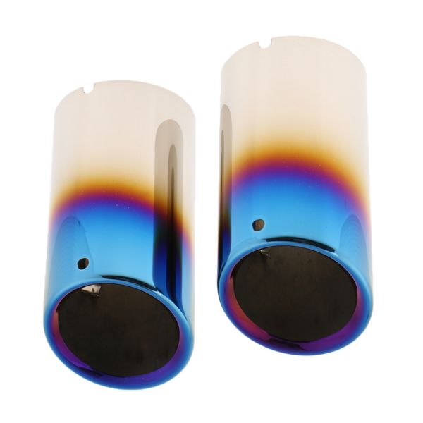 

pair car exhaust muffler tail pipe tip for volkswagen golf new bora blue