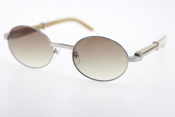 

2020 wholesale white genuine natural sunglasses metal material 51551348 sun glasses round frame size:55-22-135mm, White;black