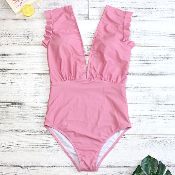 

pink one piece купальник женщин сексуальный купальники глубокий v грудь купальники холтер купальники bodysuit one piece 2889, White;black