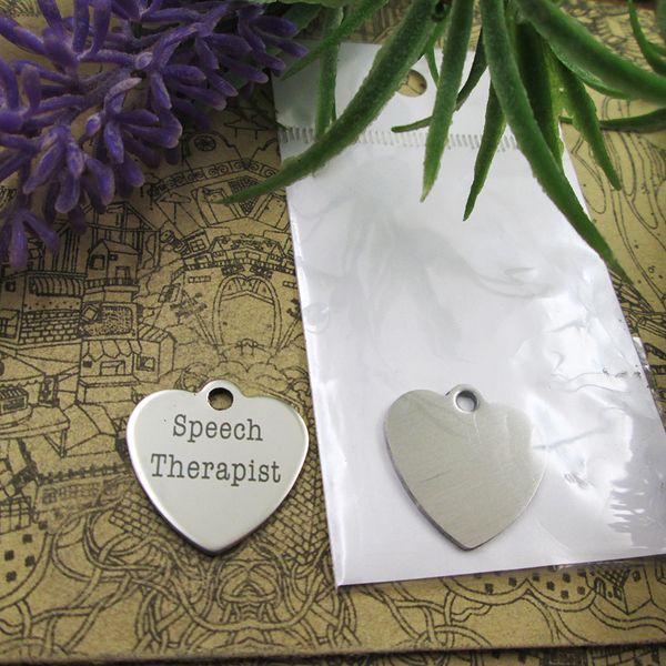 

20pcs--"speech therapist"stainless steel charms 5 styles for choosing diy charms for necklace bracelets, Silver