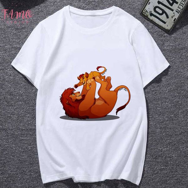 

lion king cartoon t shirt women 2019 new summer fashion t shirt casual harajuku graphic tshirt female cute tee clothing, White