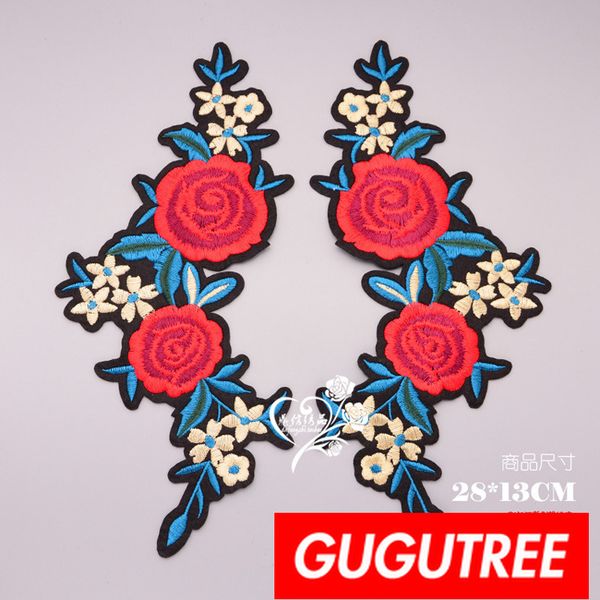 

gugutree embroidery big patches flower patches badges applique patches for clothing bp-888, Black
