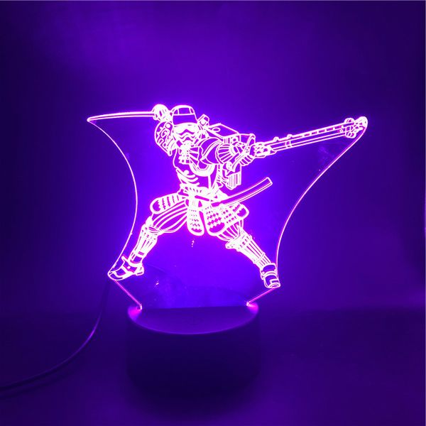 

japanese samurai with knife and gun bluetooth speaker for teenager 3d lamp for indoor decorative atmosphere led night light lamp