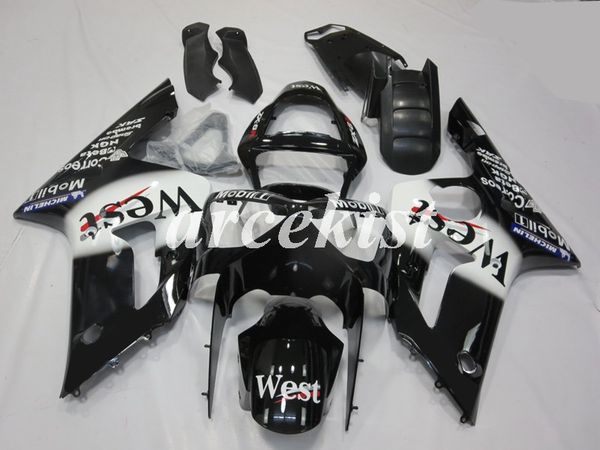

мотоцикл новый abs инъекция полный комплект обтекатели, пригодный для kawasaki ninja zx-6r 2003 2004 03 04 636 zx6r кузова набор черный белы