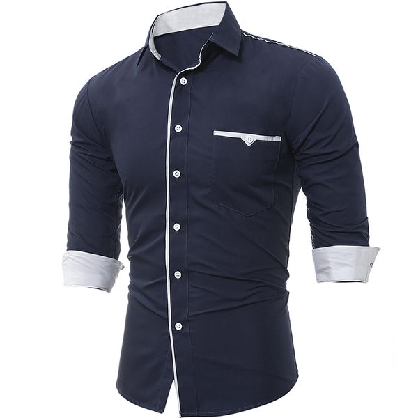 

brand 2019 fashion male shirt long-sleeves classic cloth pocket trim mens dress shirts slim men shirt xxxl, White;black