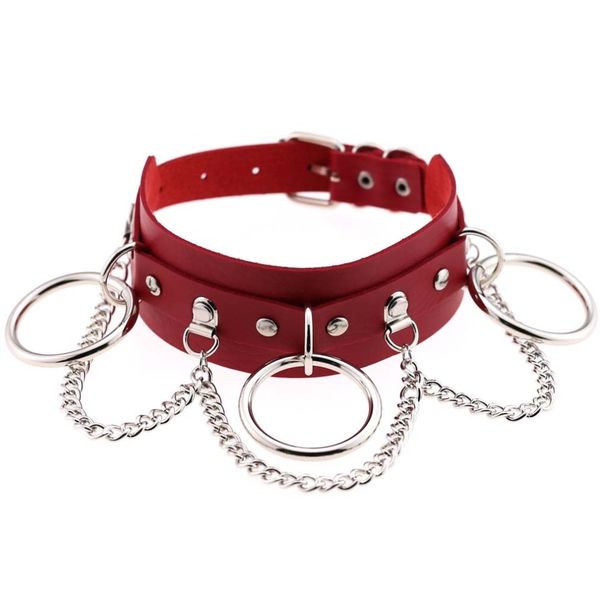 

kmvexo harajuku metal o-round punk leather choker necklace women chains statement gothic necklaces club party anime jewelry, Golden;silver